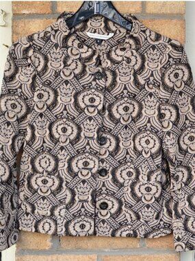 DIANE VON FURSTENBERG DVF Beige Black Wool Kelly Jacket Blazer Metallic Size 4